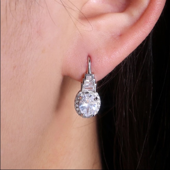 New Women’s 925 Silver Wedding Diamond Earrings - Picture 4 of 6